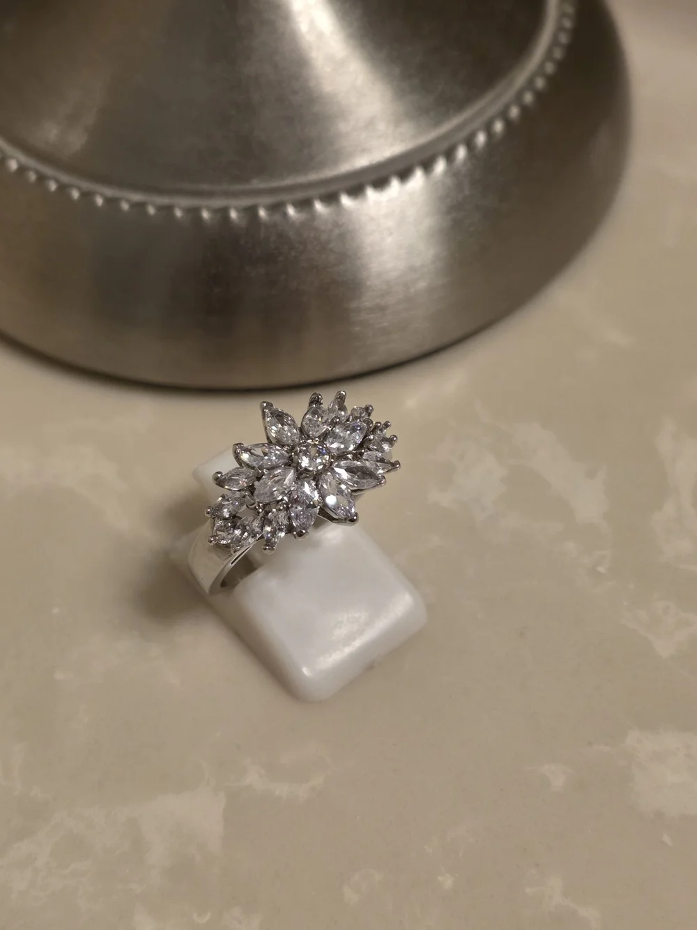 Silver and CZ Cluster Ring Size 8
